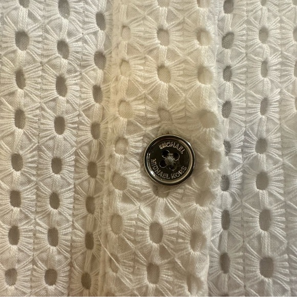 MICHAEL Michael Kors White Eyelet Sleeveless Button Down Shirt Dress 6 - Picture 5 of 6